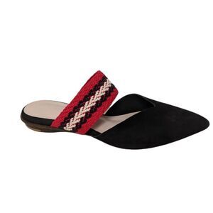 ALL BLACK Women's Leather Banded Slides 38.5